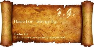 Haszler Gergely névjegykártya